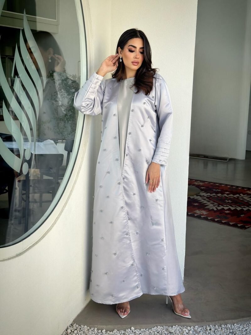 Silver taffta abaya